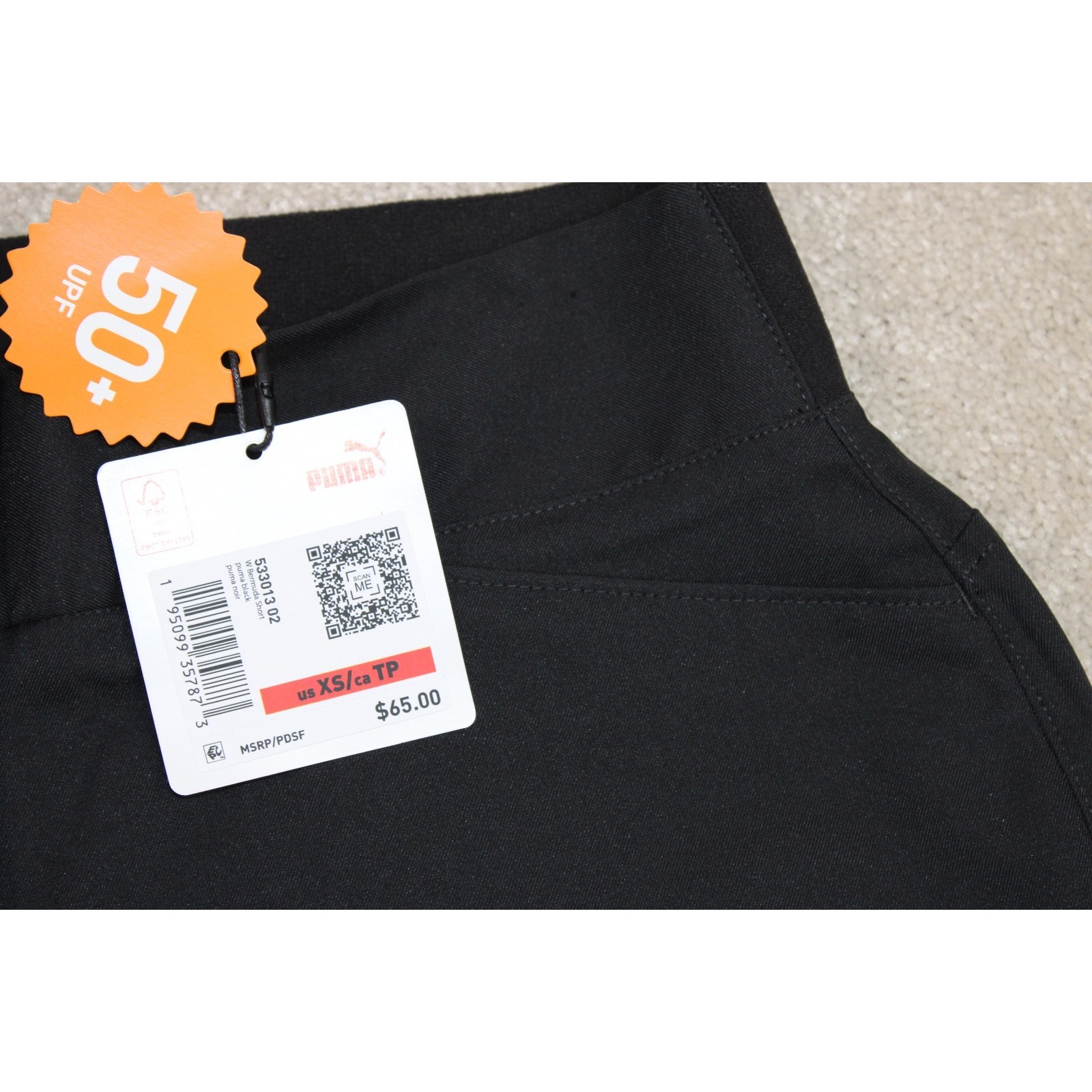 $65 Puma Womens Bermuda Golf Chino Shorts 8" Sz Xs Black Upf 50 Stetch Waist Nwt — image 2 of 8